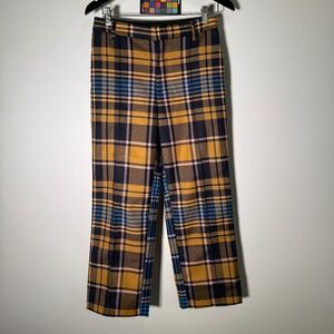 Urban Outfitters - Plaid High Waisted Trousers - Yellow/Navy - Women's Size 4